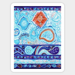 Blue and Orange Florals. Sticker